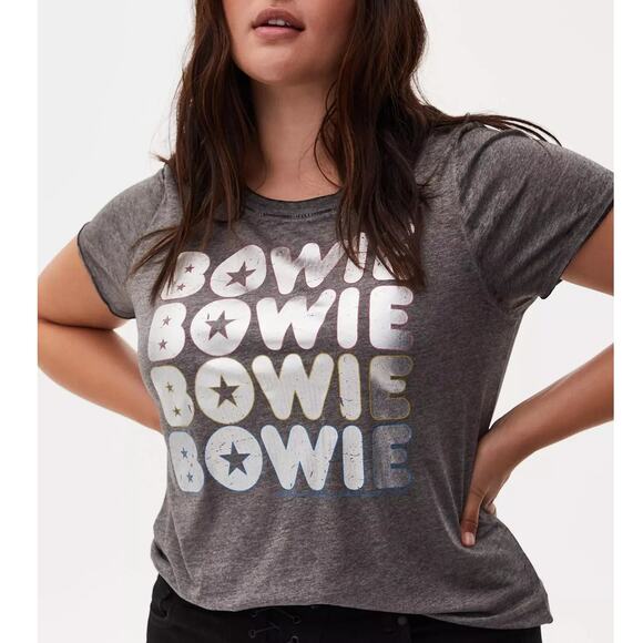 Torrid Plus Size 2 David Bowie Glam Rainbow Burn Out Graphic T Shirt Punk‎ Retro - Picture 2 of 2